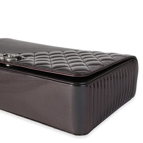 Chanel Metallic Purple Quilted Patent Leather Large Coco Boy Flap Bag - Picture 7 of 8